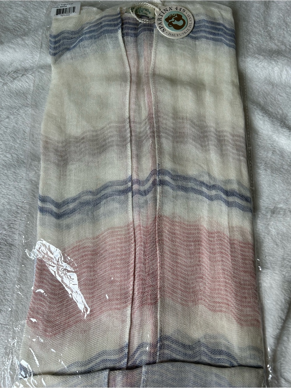 Spartina 449 Striped Pink, Blue and Cream Scarf